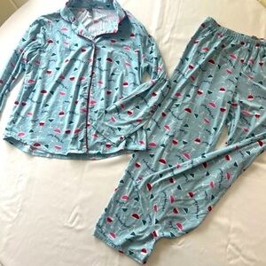 Women’s Blue Pajamas with Fun Print Large